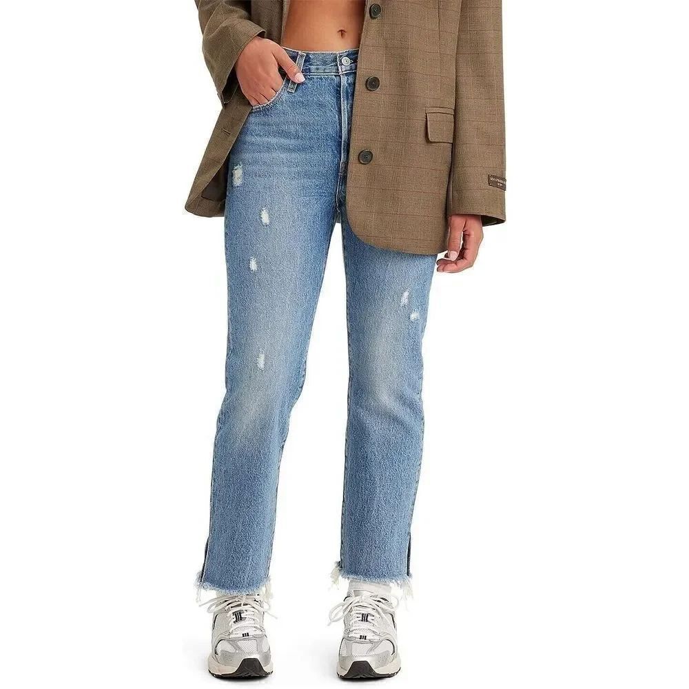 Levi's Premium 501 Original Cropped Women's Sz 30x26 Button Fly Distressed Jeans